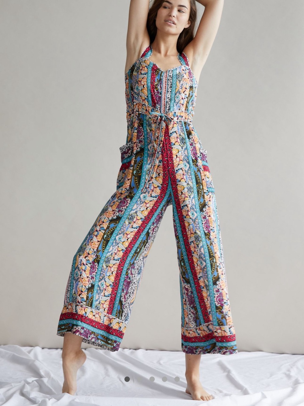 Anthropologie Multicolor Boho Print Sleeveless Jumpsuit